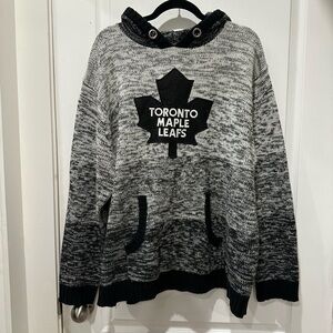 NHL Toronto Maple Leafs Black and Gray Knit Pullover Hoodie